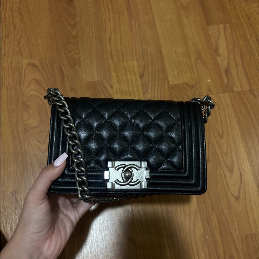 CHANEL Black Quilted Crossbody with Silver Hardware